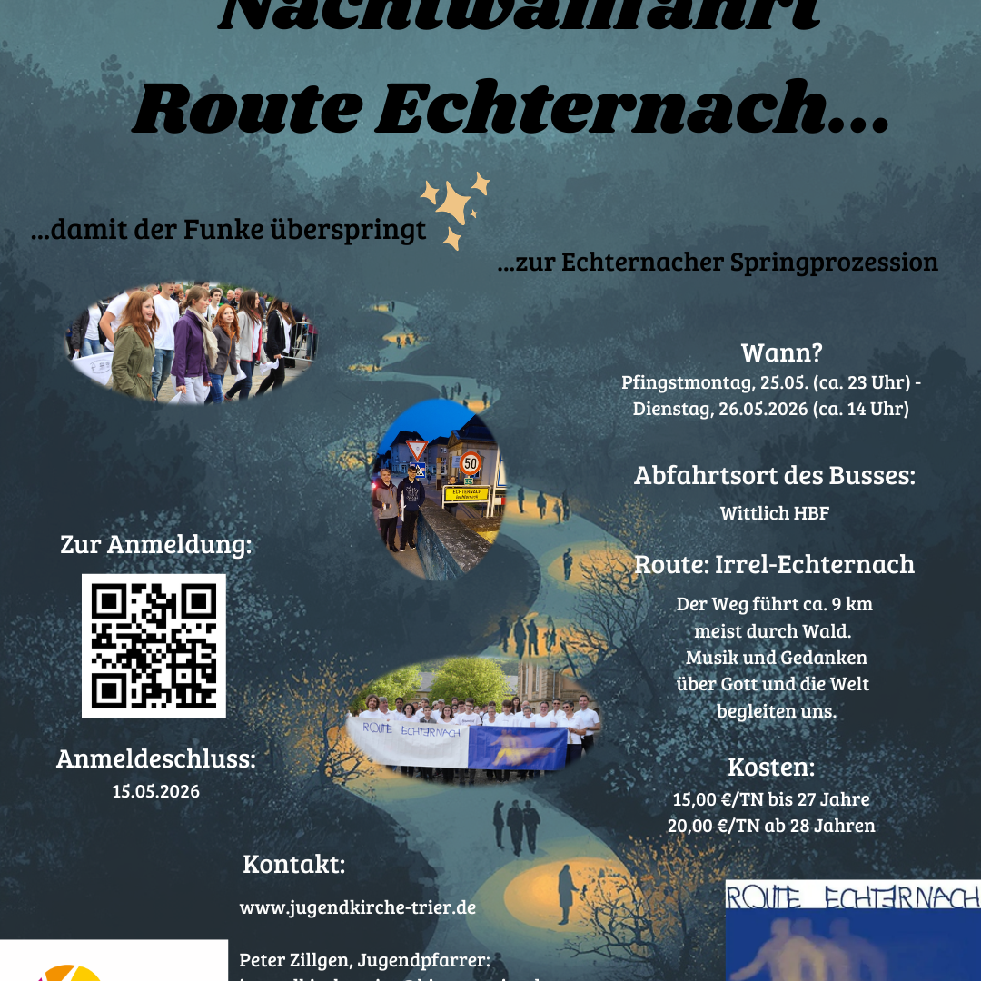Flyer Nachtwallfahrt Route Echternach